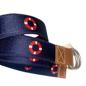 Cremieux Nautical Men’s Belt Navy Red Leather Trim Size L/XL 36 in. - 38 in.
